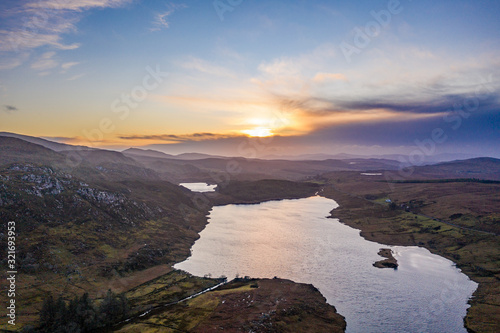 Aerial view of Lough EA between Ballybofey and Glenties in Donegal - Ireland