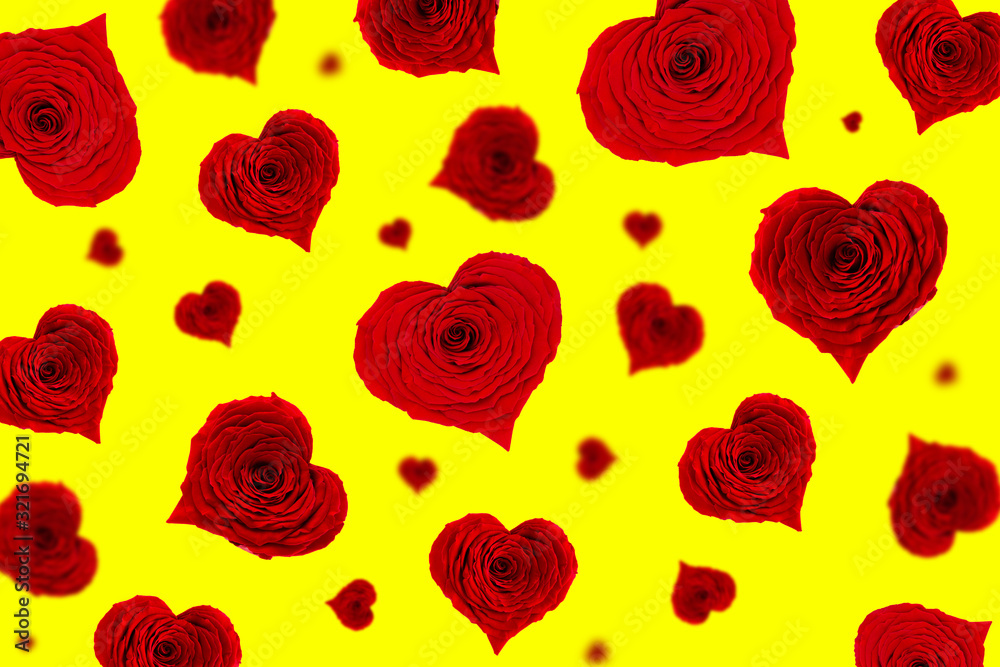 Pattern of red heart roses flowers. Pattern of red heart roses flowers.