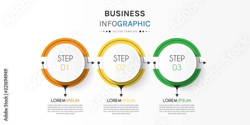 Business infographic element with 3 options, steps, number vector template design