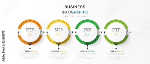 Business infographic element with 4 options, steps, number vector template design