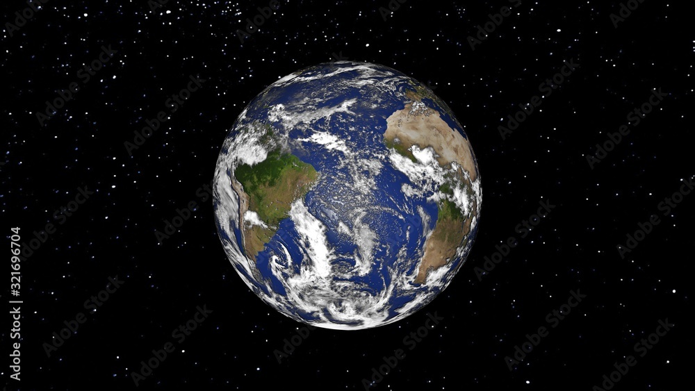Planet Earth. Planet Earth space view. The World Globe from Space in a star field showing the terrain and clouds. 3D-rendering Planet Earth. Planet Earth space view. The World Globe from Space in a star field showing the terrain and clouds. 3D-rendering