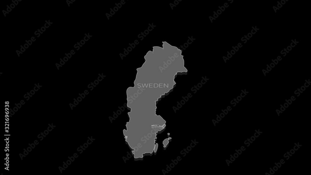 Sweden animated map with alpha channel. Sweden animated map with alpha channel.