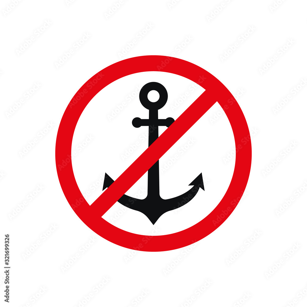 crossed out anchor, forbidding sign. no one can dock