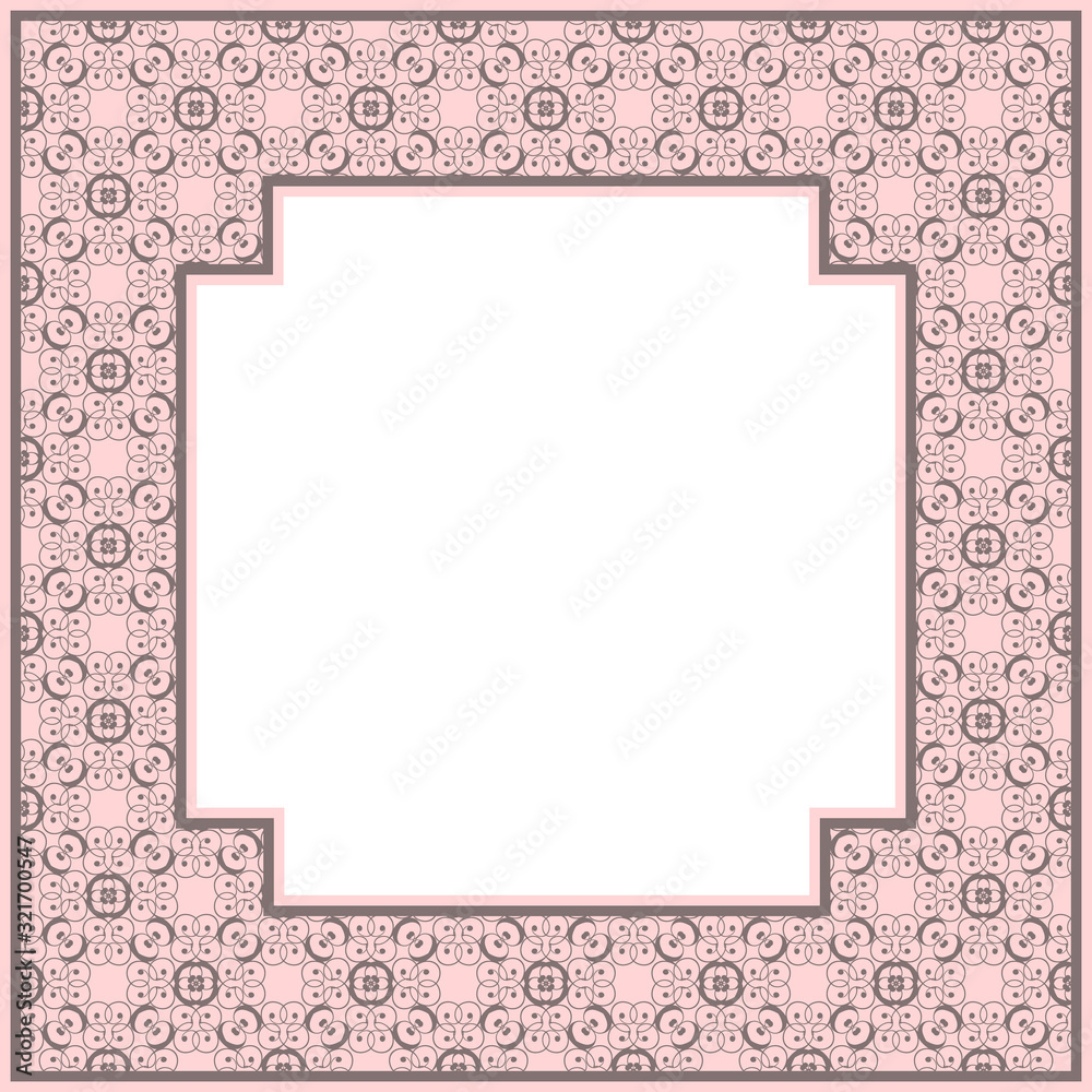 Vector square openwork ornamental frame. Template for design greeting cards, page book, interior decoration or printing Vector square openwork ornamental frame. Template for design greeting cards, page book, interior decoration or printing