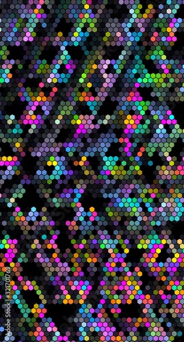 Colorful hexagonal patterned & textured background.