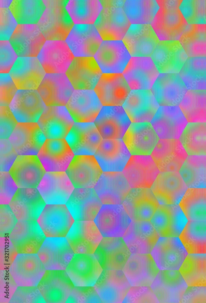 Hexagon pattern and textured effect background with bright and vibrant color tone. Hexagon pattern and textured effect background with bright and vibrant color tone.