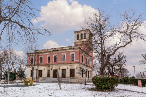 Snowy day at Hekimbasi hunting pavillion, Umraniye, Istanbul photo