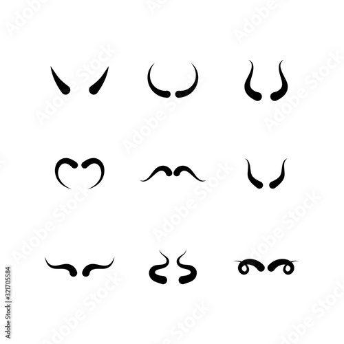 Devil horn set Vector icon design illustration Template