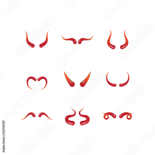 Devil horn set Vector icon design illustration Template