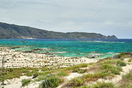 Fototapeta Naklejka Na Ścianę i Meble -  Elafonissi beach on Crete island with azure clear water, Greece, Europe. Crete is the largest and most populous of the Greek islands.