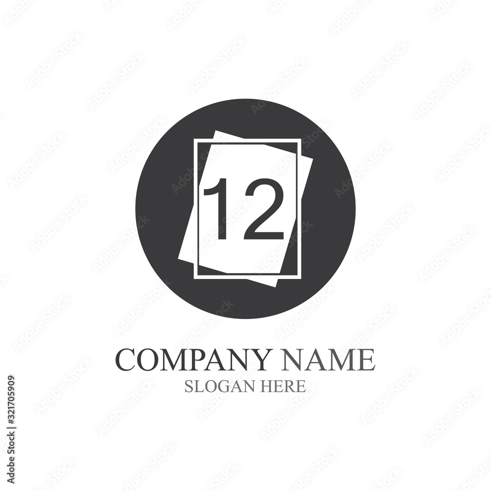 12 Number illustration icon design template 12 Number illustration icon design template