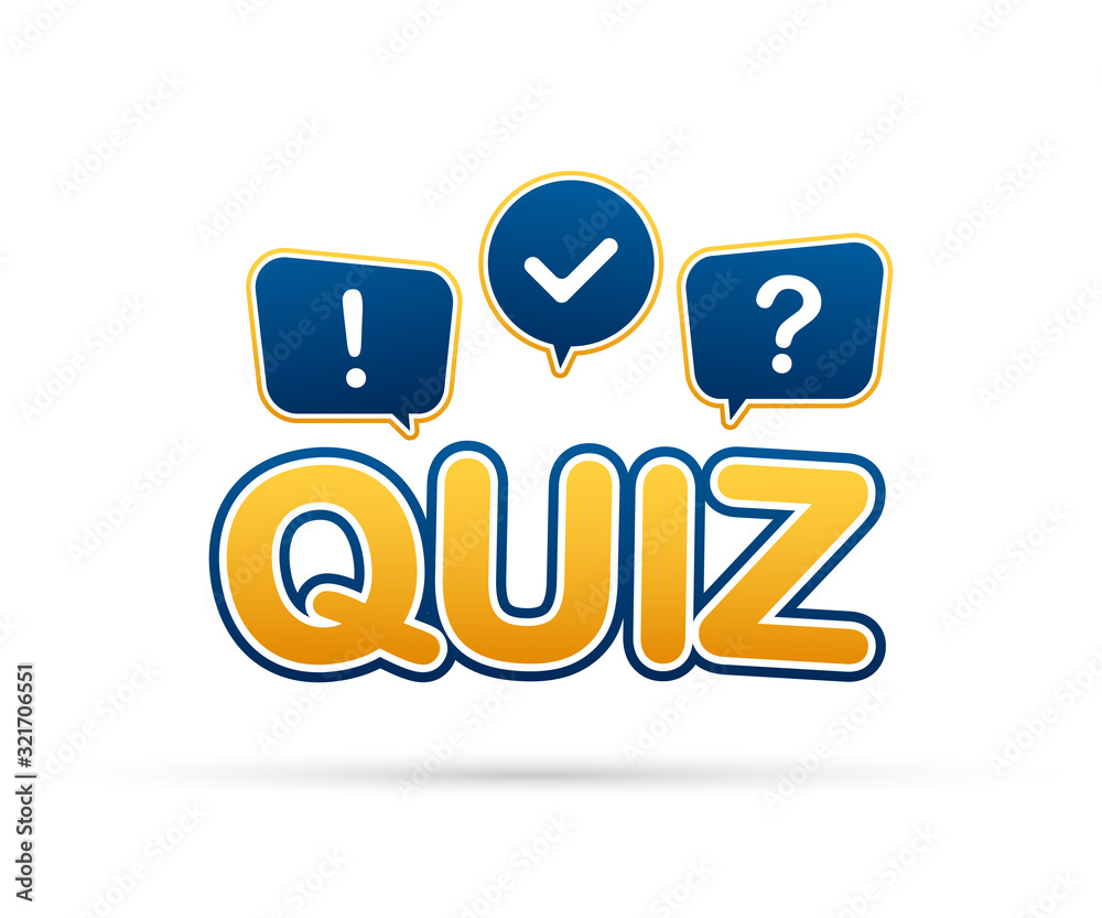 Quiz logo with speech bubble symbols, concept of questionnaire show sing, quiz button, question competition. Vector stock illustration Quiz logo with speech bubble symbols, concept of questionnaire show sing, quiz button, question competition. Vector stock illustration