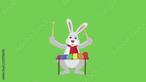 Wallpaper Mural Cartoon Little Christmas Bunny Flat Character Play Xylophone Animation Includes Matte Torontodigital.ca