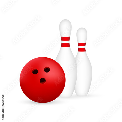 Bowling poster. Bowling game leisure concept. Vector stock illustration.