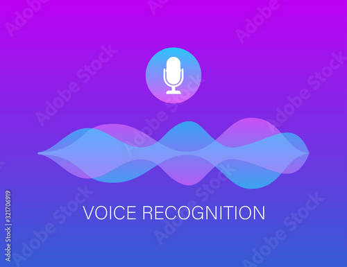 Personal assistant and voice recognition concept gradient vector illustration of soundwave intelligent technologies. Vector stock illustration.