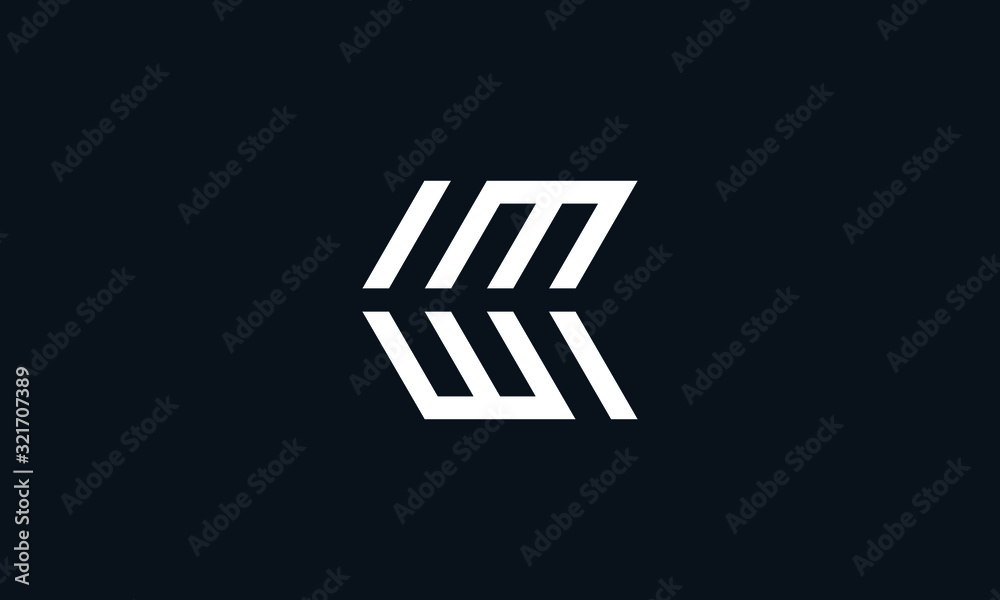 Minimalist line art letter IMWI logo. This logo icon incorporate with four letter in the creative way. - obrazy, fototapety, plakaty 