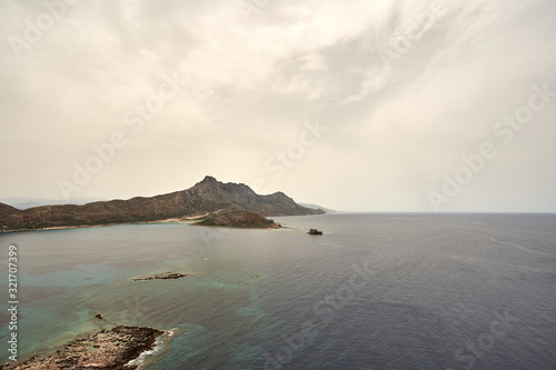 balos lagoon seen from the gramvousa island in Crete, Greece