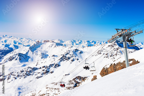 Ski resort in winter Alps. Val Thorens, 3 Valleys, France. Beautiful mountains, winter landscape © smallredgirl
