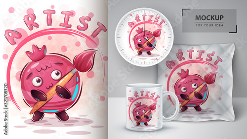 Artist fruit poster and merchandising