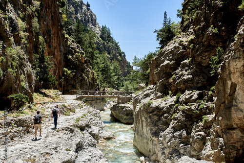 Samaria Gorge hiking path on island of Crete, Greece.