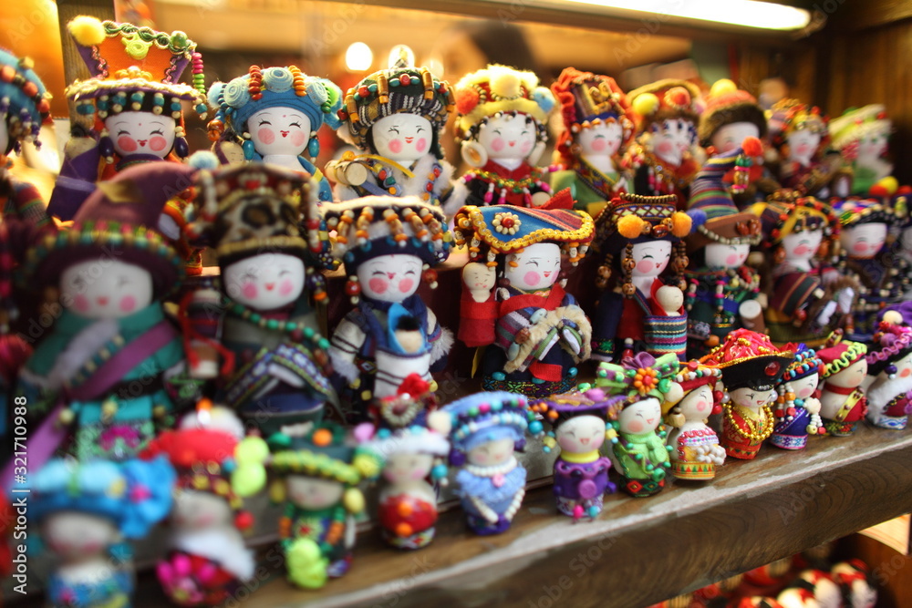 Chinese dolls at souvenir shop in yuyuan shanghai china