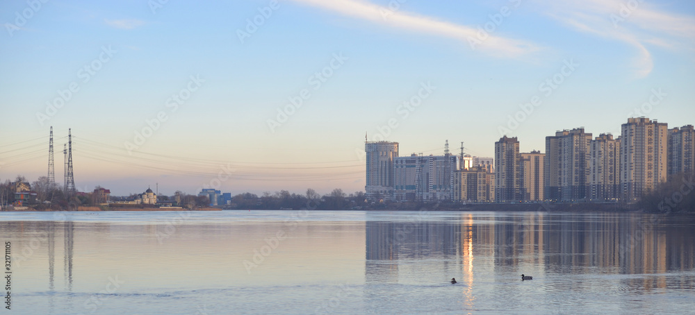 View of Neva River on the outskirts of St. Petersburg.