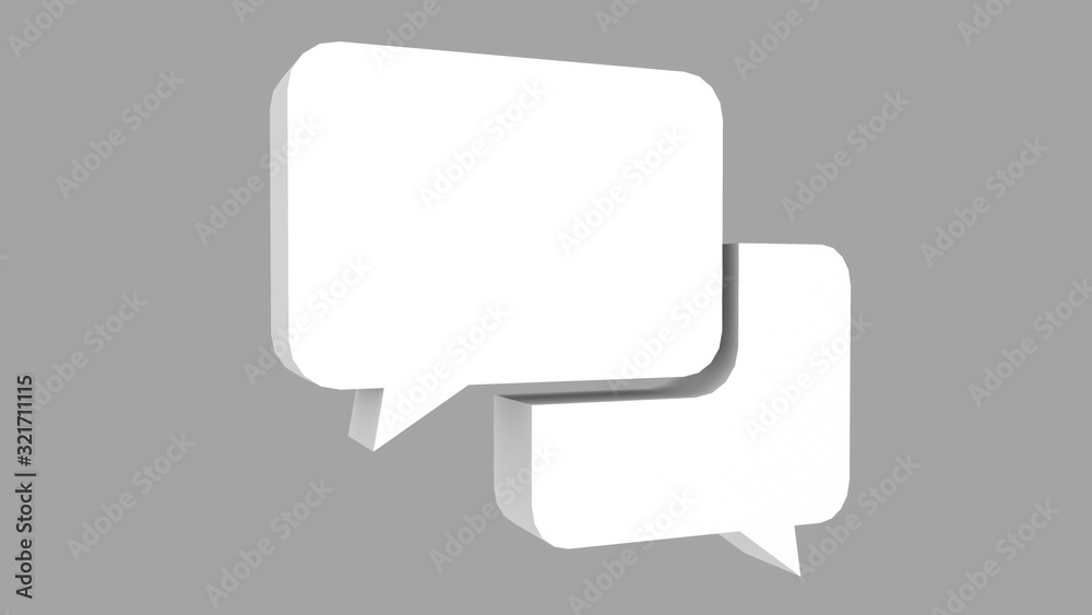 3D render illustration of word balloon icon symbol of communication 3D render illustration of word balloon icon symbol of communication