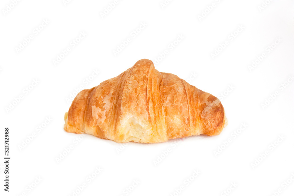 Plain croissant on white background