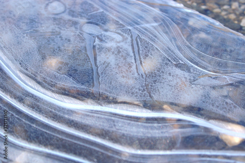 Frozen ice crystal on a lake