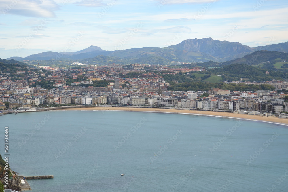 natural amphitheater: La Concha Bay, the city of San Sebastian and the mountains above it