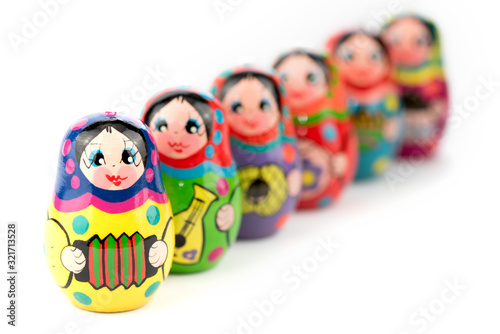  traditional russian souvenir matryoshka  six babushka doll in a row