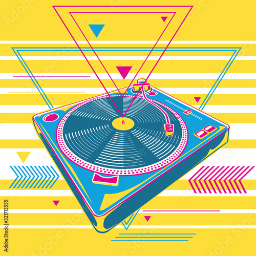 Funky colorful 80s music design