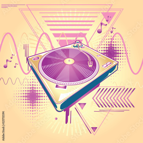 80s retro turntable music design