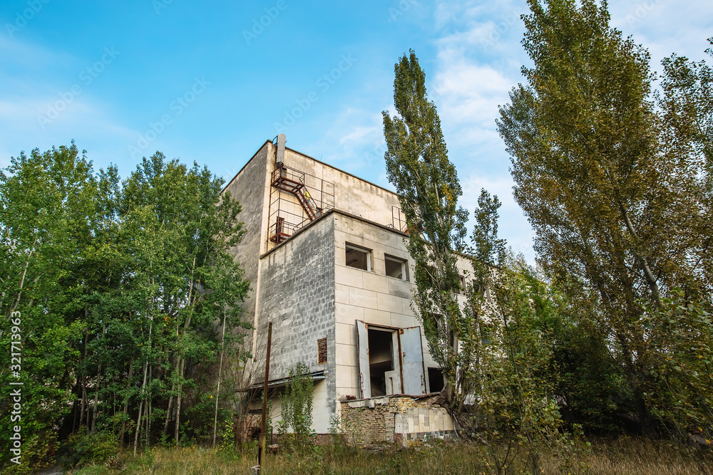 Abandoned buildings of ghost town Pripyat Chornobyl Zone