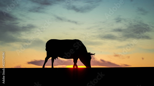 Cow at Landscape 3D Rendering