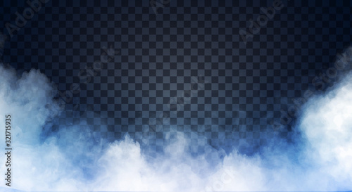 Fotografia Blue-gray fog or smoke on dark copy space background