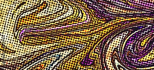 Abstract swirl background. Liquid paint texture in expressionism style. Comic dots effect. Retro comics cartoon design. 