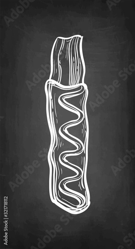Chalk sketch of chocolate-covered bacon.