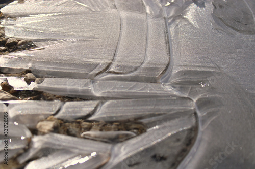 Frozen ice crystal on lake