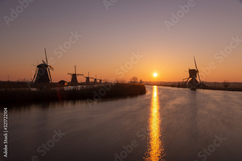 Sun reflection in Kinderdijk, The Netherlands