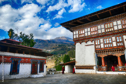 buildings of the Trongsa Dzong  fortress photo