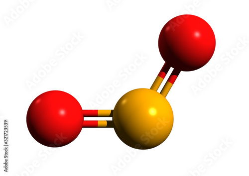 Canvastavla 3D image of nitrogen dioxide skeletal formula - molecular chemical structure of