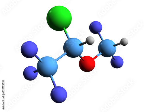 3D image of isoflurane skeletal formula - molecular chemical structure of  general anesthetic isolated on white background photo