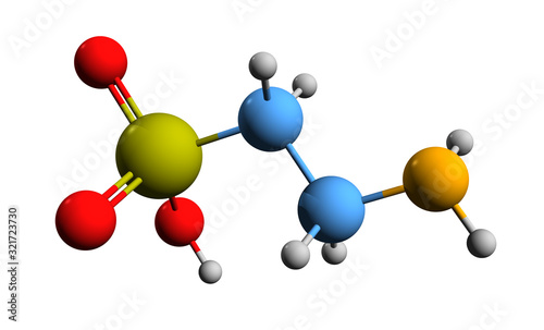 Fotografia 3D image of taurine skeletal formula - molecular chemical structure of 2-aminoet