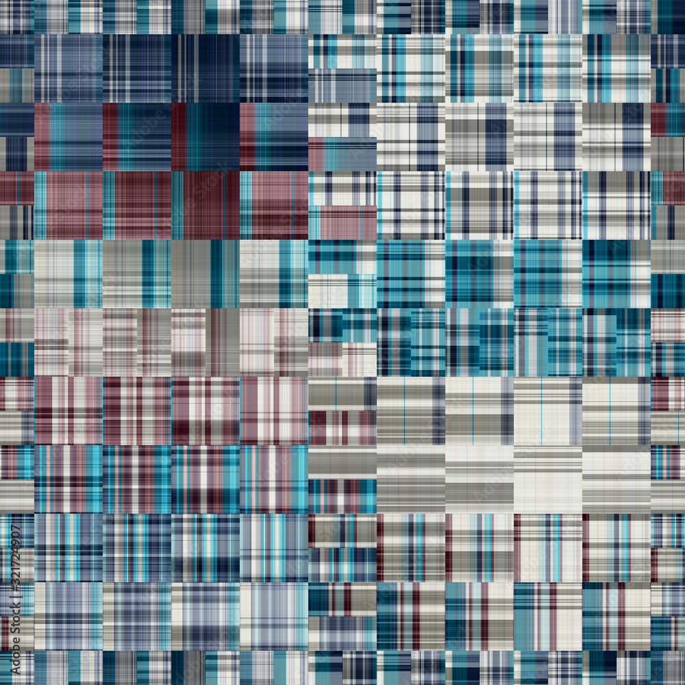 Stripe check crossed faded plaid tartan tablecloth weave graphical design. Seamless repeat raster jpg pattern swatch.