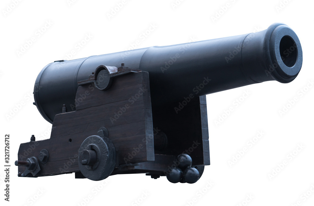 Antique artillery gun - on white background Antique artillery gun - on white background