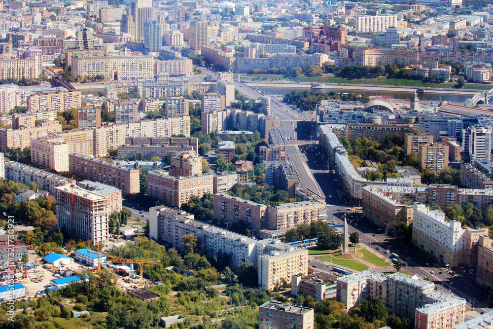 Moscow panorama from the top of a tower in Moscow city business center Moscow panorama from the top of a tower in Moscow city business center