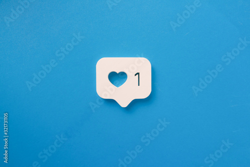 Fototapeta instagram like, isometric icon, white 3d design illustration of the notification