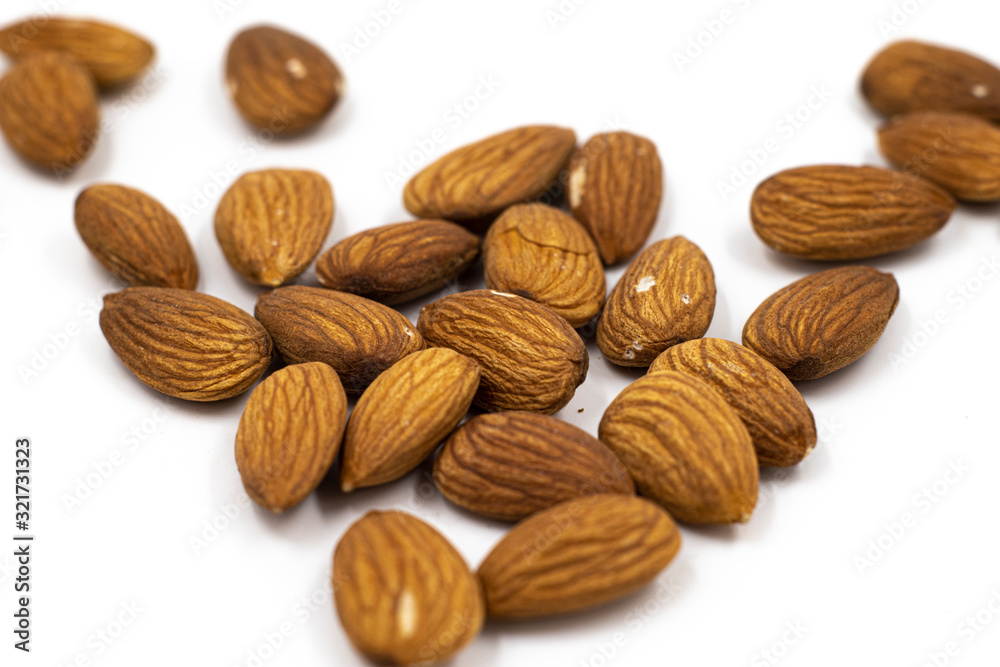 almonds isolated on white background