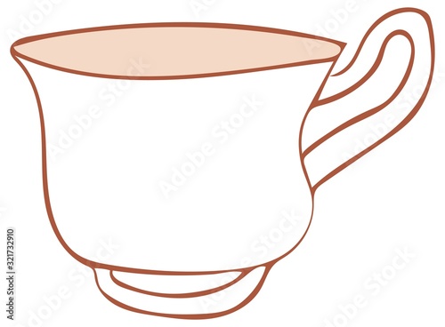 Minimalistic hand drawn vintage coffee or tea cup. Seamless and vector